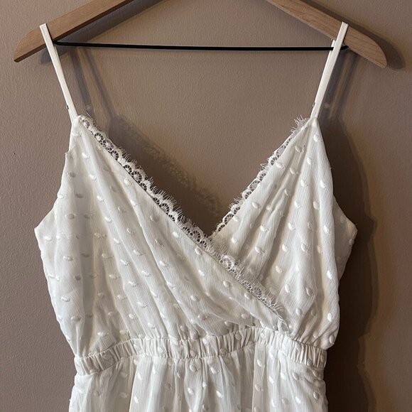 Women's M Show Me Your Mumu Olympia Romper White Chiffon Polka Dot Lined - Picture 4 of 12